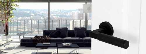 Deurklink zwart strak