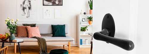 Deurkruk op rozet zwart